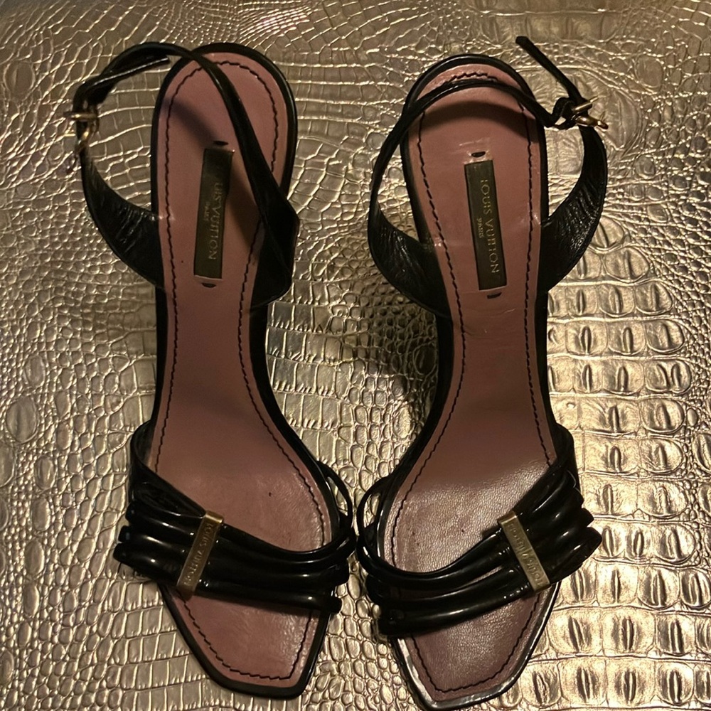 Black, vintage authentic Louis Vuitton heels.